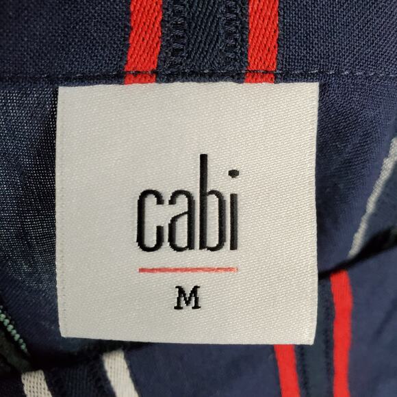 Cabi Navy Flag Freedom Stripe Balloon Sleeve Blouse Size Medium - Picture 3 of 5